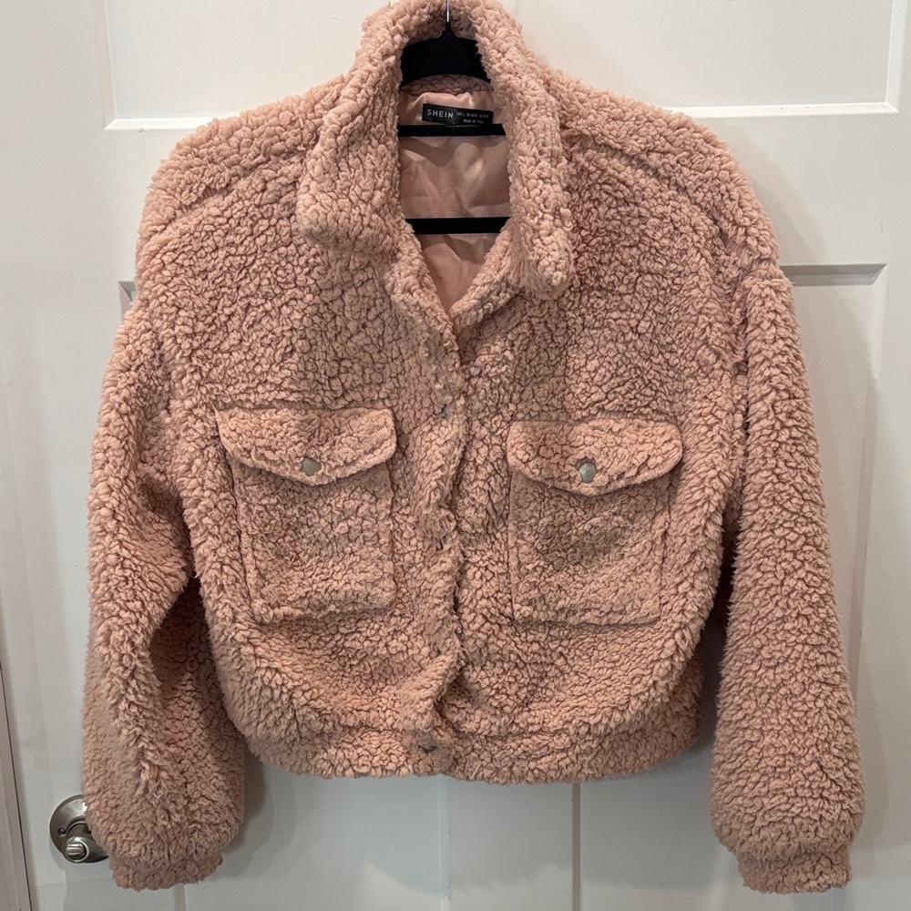 SHEIN Blush Teddy Jacket